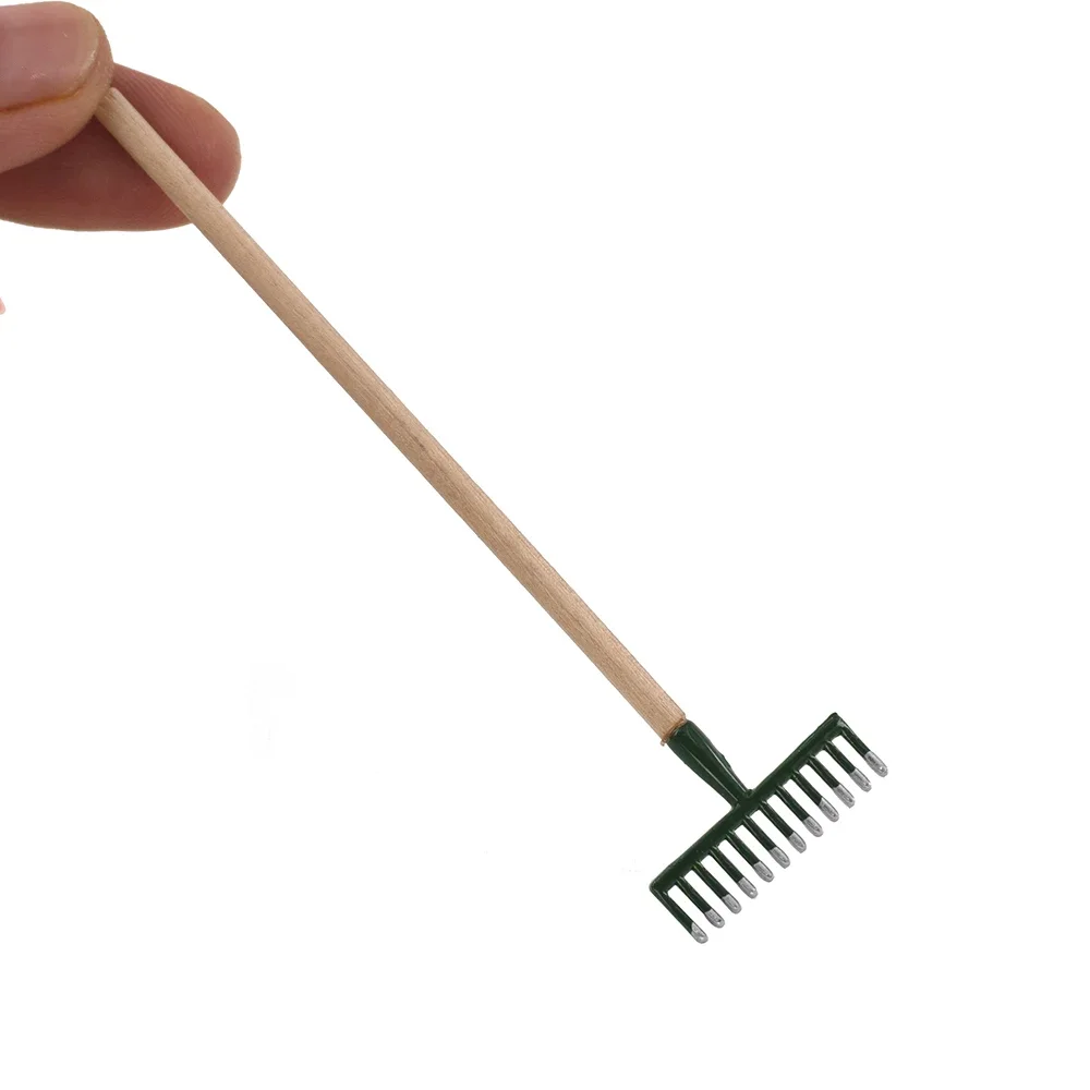 3 pezzi 1/12 accessori per casa delle bambole mini strumenti agricoli pala in miniatura rastrello zappa modello giocattolo per la decorazione della casa delle bambole ob11