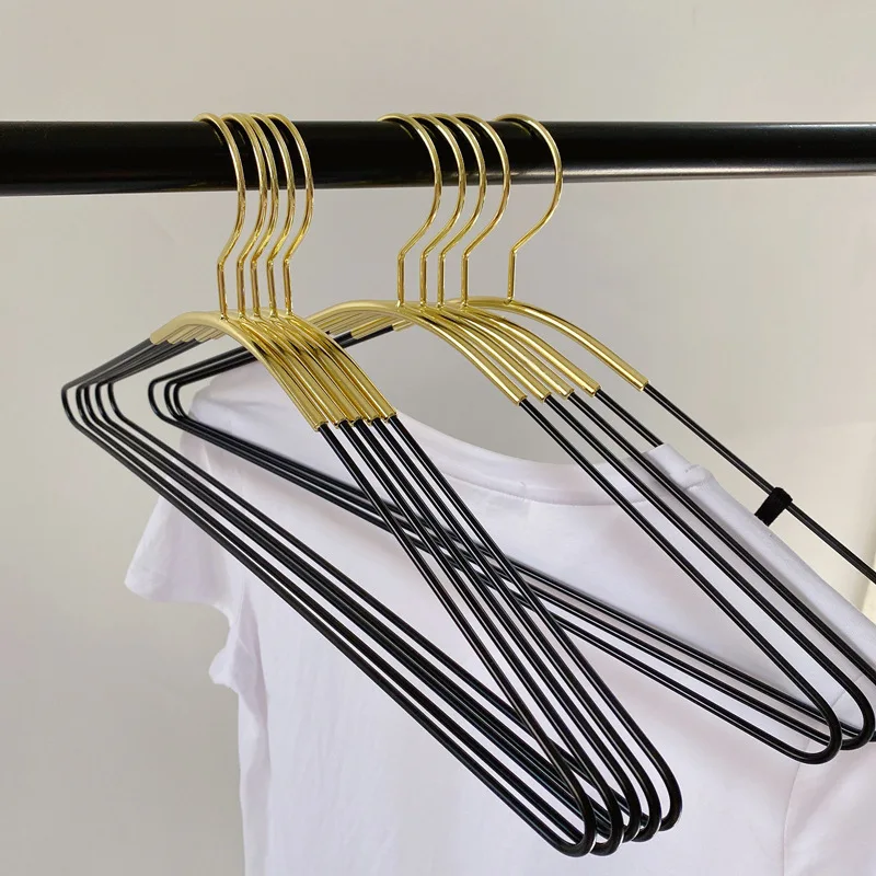 10PCS INS Style Light Luxury Black Gold Metal Hanger Creative Personalized Wardrobe Clothes Holder Integrated Trouser Skirt Clip