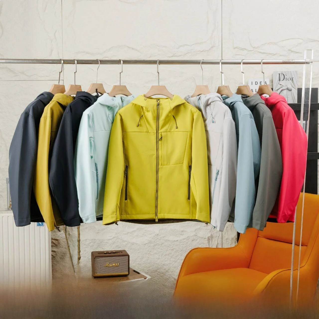 

Outdoor Men's Fce Softell Jaet Qui Dry Warmth Honeycomb Structure Autumn Winter Coat Zipper Closure Long Sve Hooded