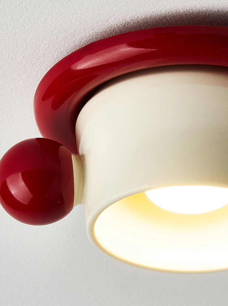 Creative Art Ceramics Metal Ceiling Light Cute Cup Shape G4