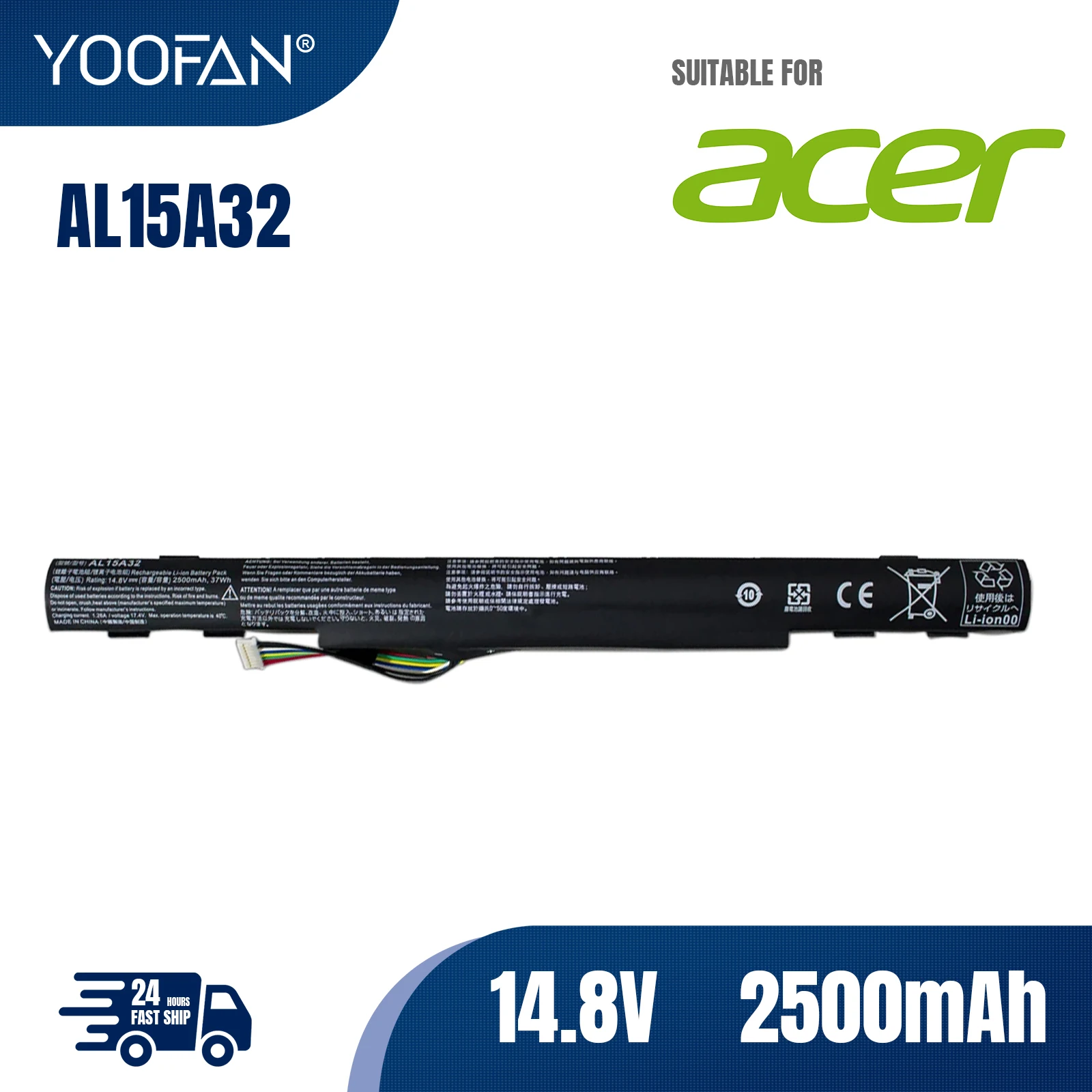 YOOFAN New AL15A32 Laptop Battery For Acer Aspire E5-422G 472 E5-473 E5-473G E5-522 522G E5-532 E5-532T E5-573G E5-553G V3-574G