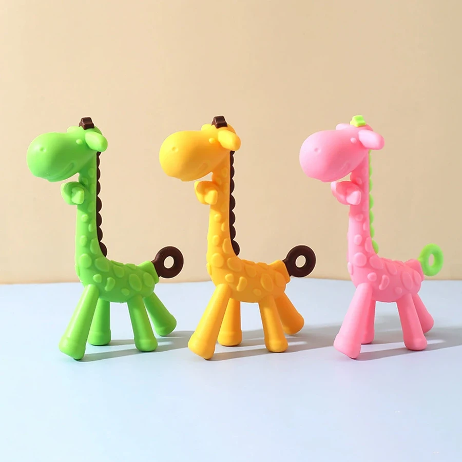 Baby Deer Teether Toy Glue Giraffe Set Ring Deer Love Cute Animal Molar Relief Teething Discomfort Soft Silicone view 3