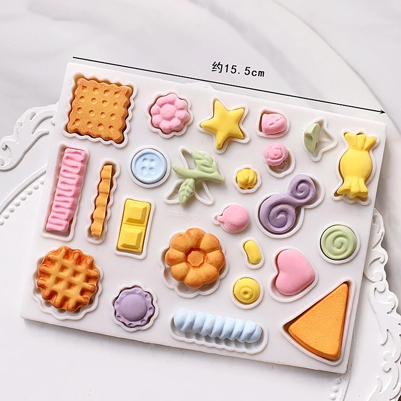 Mirosie Baking Cake Silicone Mold DIY Simulation Button Candy Cheese Bread Love Heart-shaped Donut Double Layer Cake Decoration