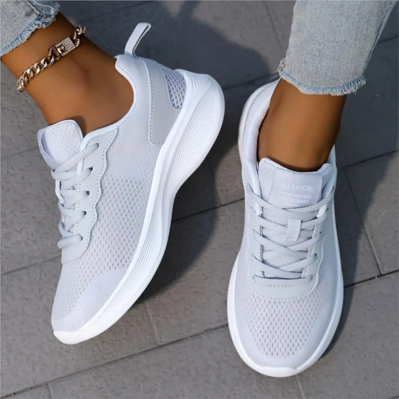 

Comfortable Breathable Sneakers for Women's Mesh Casual Lace Up Outdoor Shoes Summer Low Top Running Shoes Plus Size 36-45