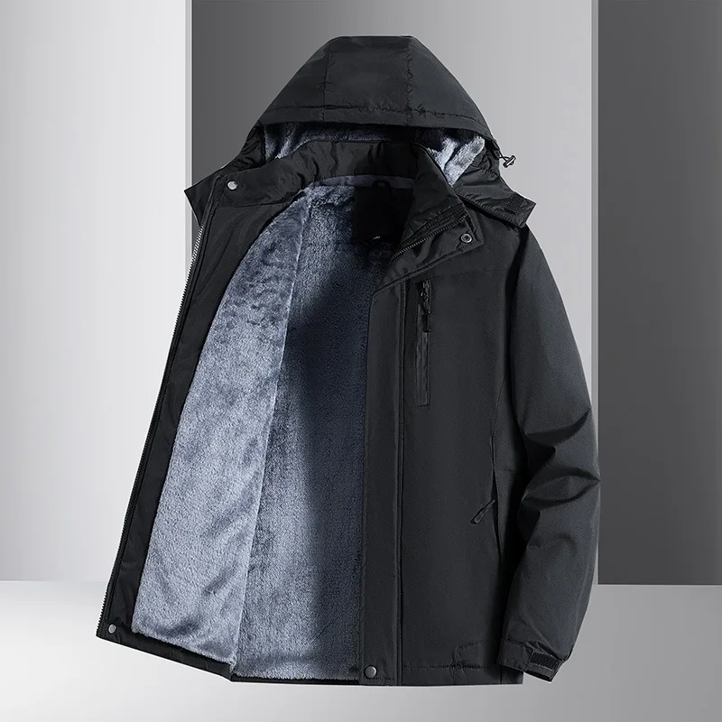 

Winter Waterproof Windproof Jacket Men's Plus Size 7XL Thermal Cotton Jacket Casual Wide Fit Big Clothing Outdoor Hiking Suit