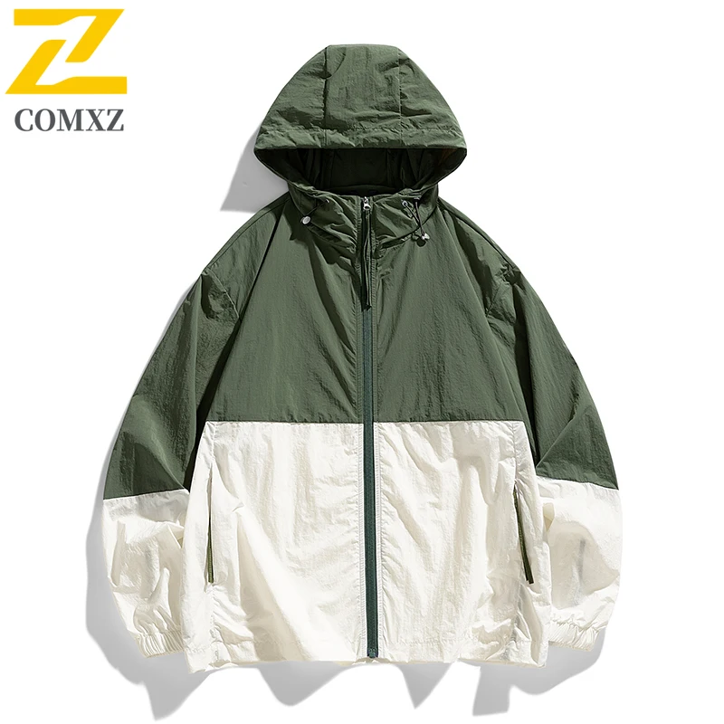 Men Thin Summer Waterproof jacket Sun Protection jacket Moutain Hiking Fishing Casual Windbreaker Quick Drying Sport Hooded Coat