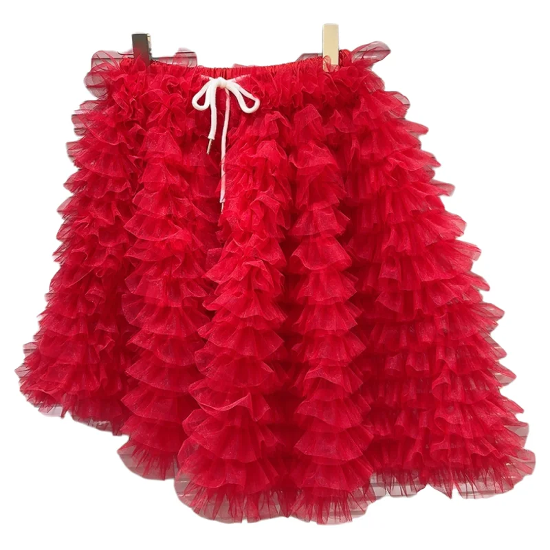 Falda de Tul con Dobladillo Pado Colorida y Dulce, Falda Abullonada para Mujer, Falda Midi de Media Longitud, Uso Diario, ...