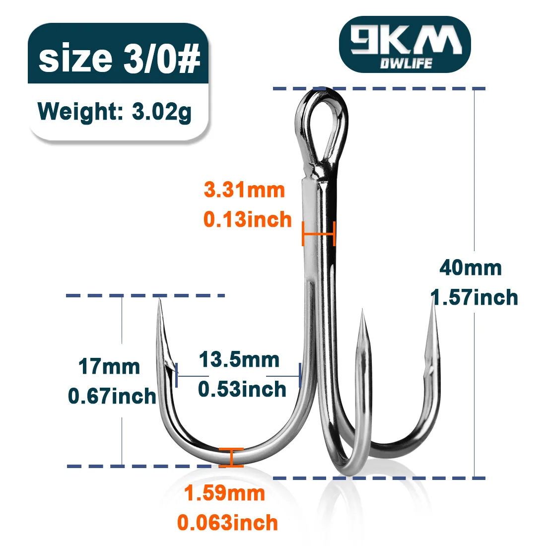 9KM DWLIFE Fishing Triple Hooks 25-50 Pieces 4