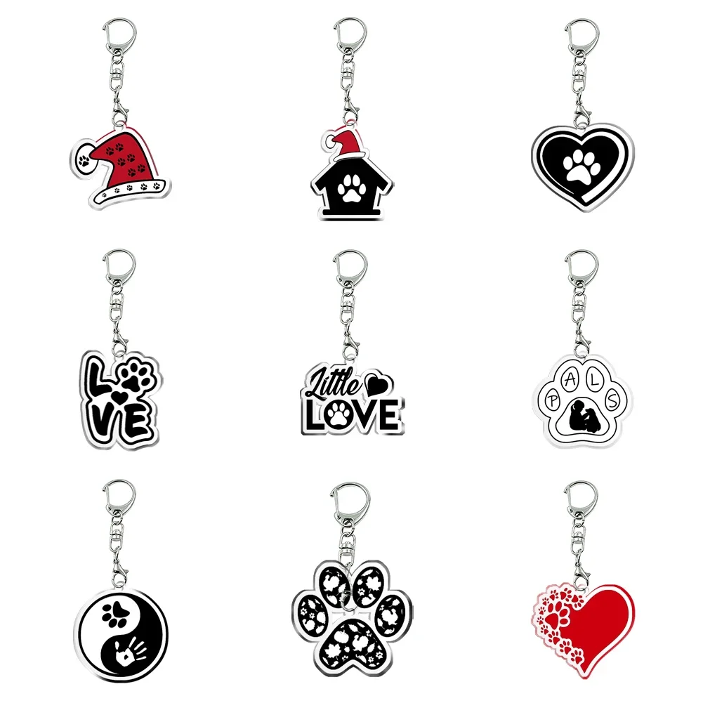 

Dog Paw Women Men Acrylic Rooster Keychain Transparent Acrylic Trinket For Friends Pendants