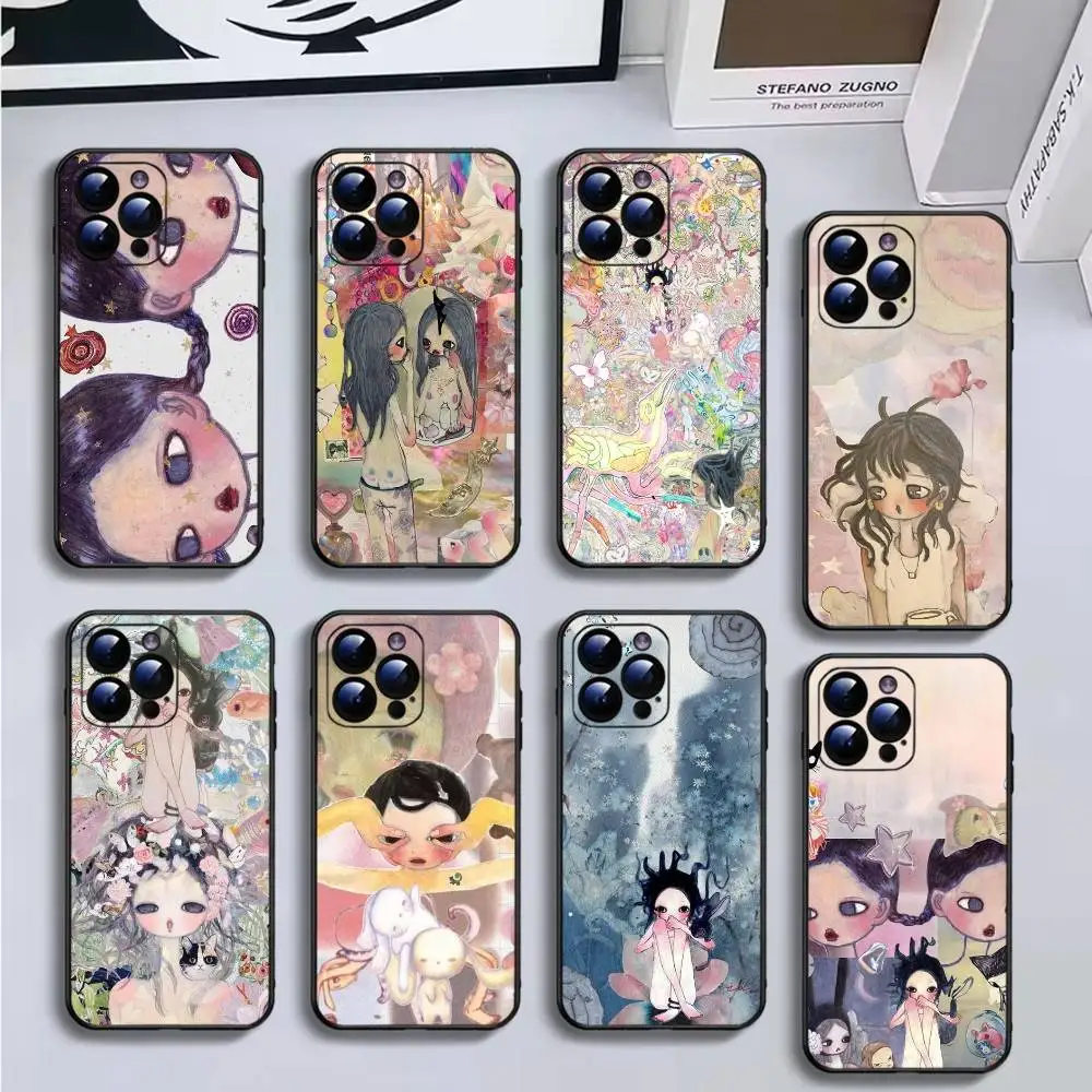 

Aya Takano Japanese painter Phone Case For iPhone16,15,14,13,12,11 Plus,Pro Max,XS,X,XR,SE,Mini,8,7,Soft Silicone Black Cover