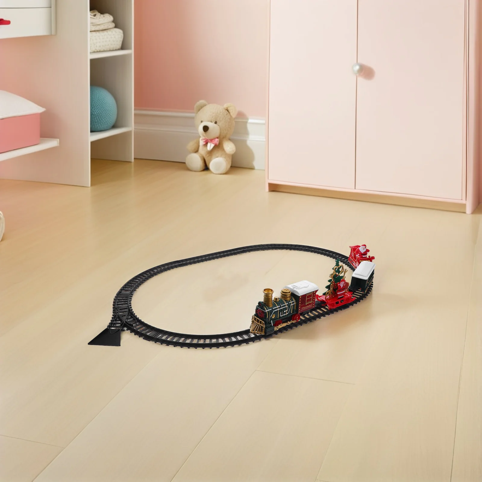 1Set عيد الميلاد قطار أضواء المسار الكهربائي الموسيقى الرجعية قاطرة تحت شجرة Playset للأطفال لعبة قطار للأطفال