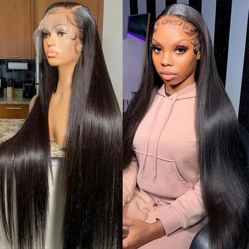 13x4 13x6 HD Lace Front Wig 360 Lace Front Wig Bone Straight Human Hair 32 34 Inches 200 Density Bleachable Pre Plucked Hairline
