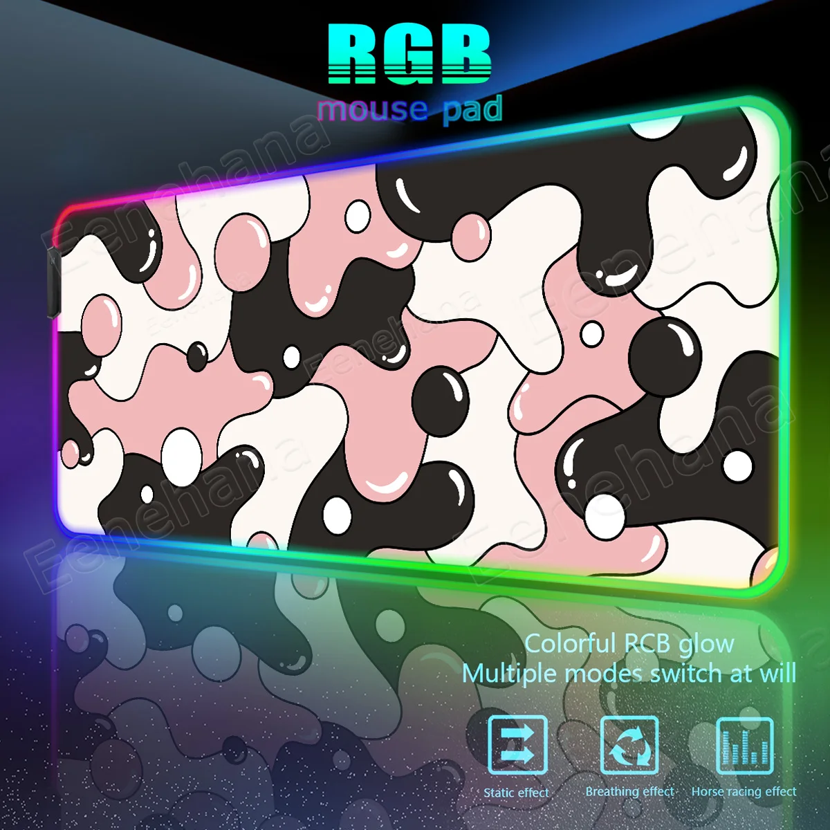 

RGB HD Minimalist Liquid Style Large Colorful Fluid Mouse Pad PC Gaming Accessories Emit Light Game Laptop Desk LED Extended Pad
