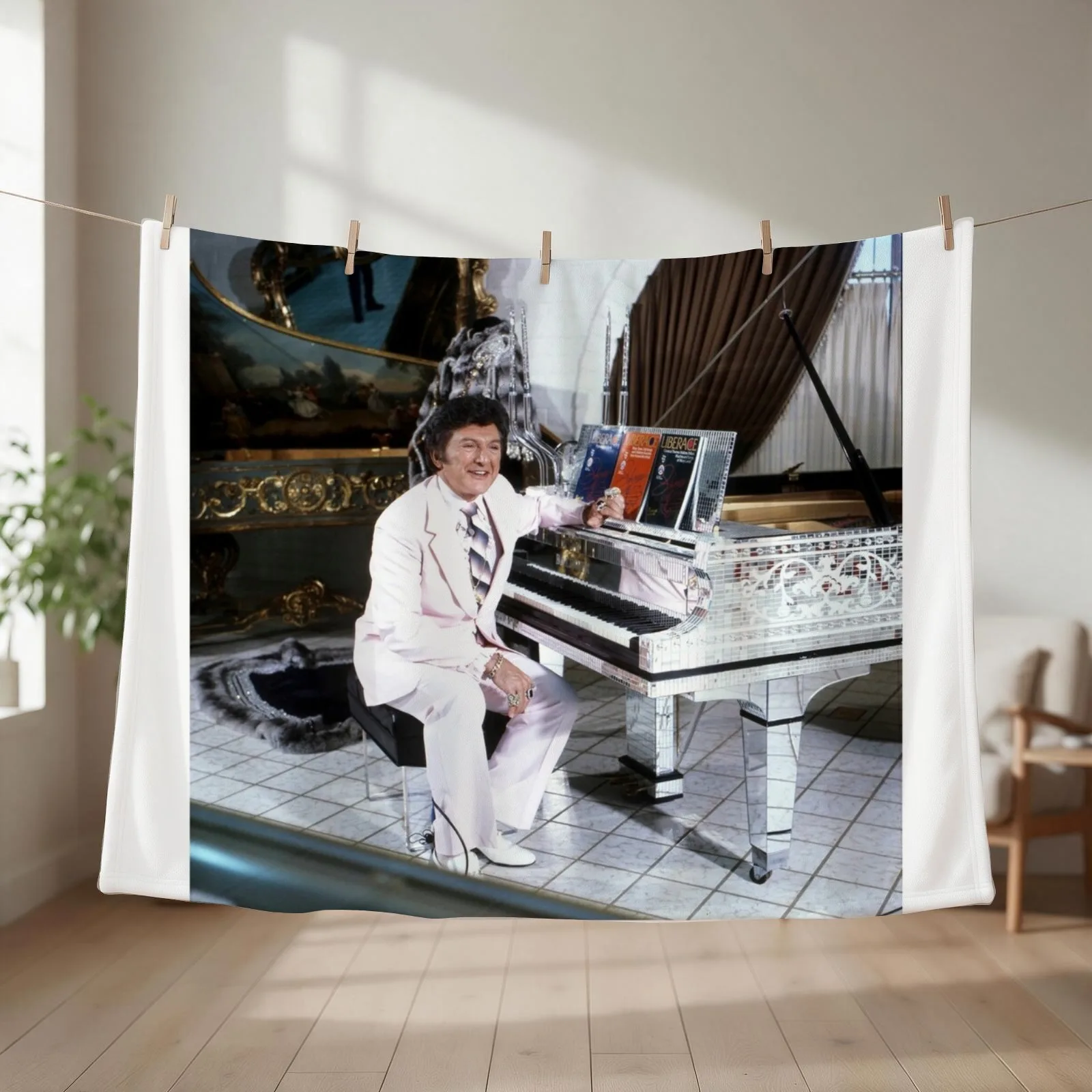LIBERACE with piano Throw Blanket Flannel Sofa Throw for winter Large Blankets
