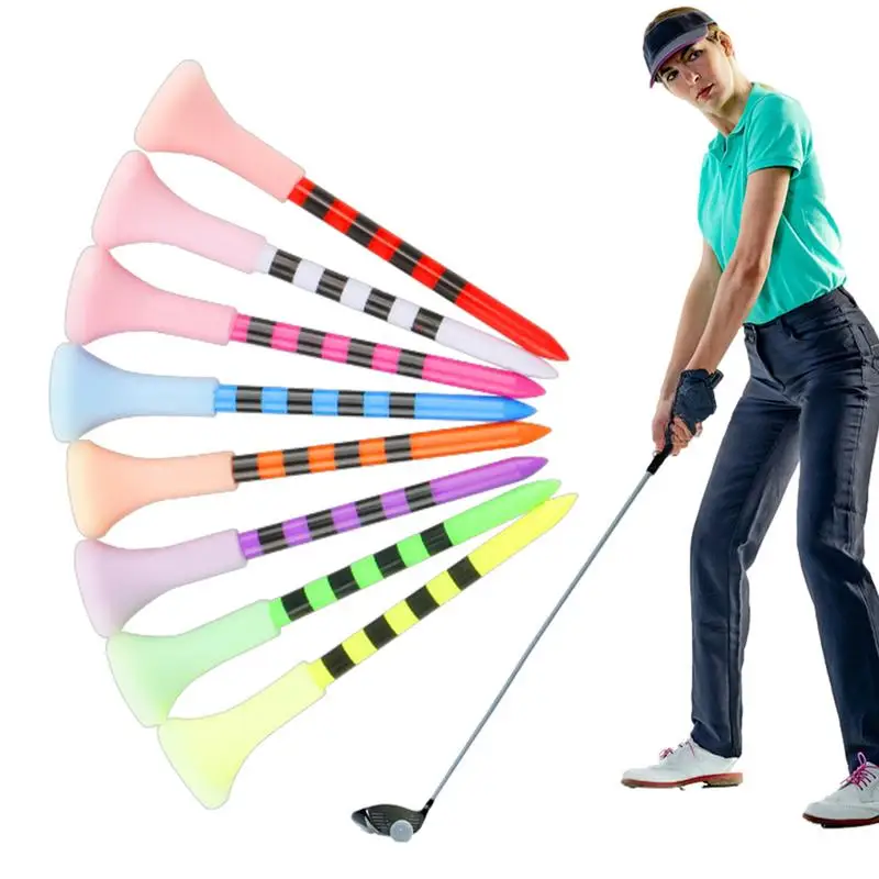 Flight Path Golf Tees 50pcs Anti-Slice Professional Golf Ball Tees Glow-in-the-dark Striped Soft 83mm Tee Reduce Friction