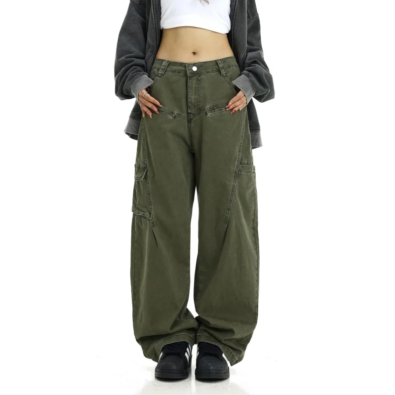 

Retro American Work Pants Wide Leg Straight Loose Casual Trousers for Women Washed Spring Autumn New Style Comfortable Fit