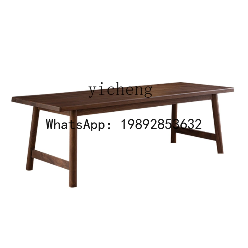H26 Black Walnut Solid Wood Large Length Thickened Table Panel Log Tea Dining Table Conference Table