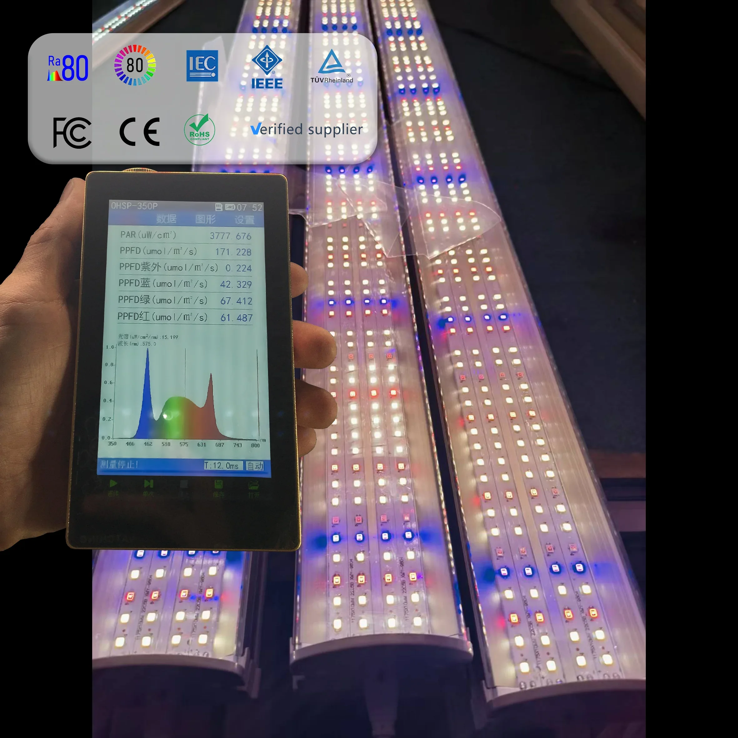 New style 2/4/5ft Greenhouse Hydroponic Plant Grow Lamp white:red:blue Full Spectrum LED Grow Light