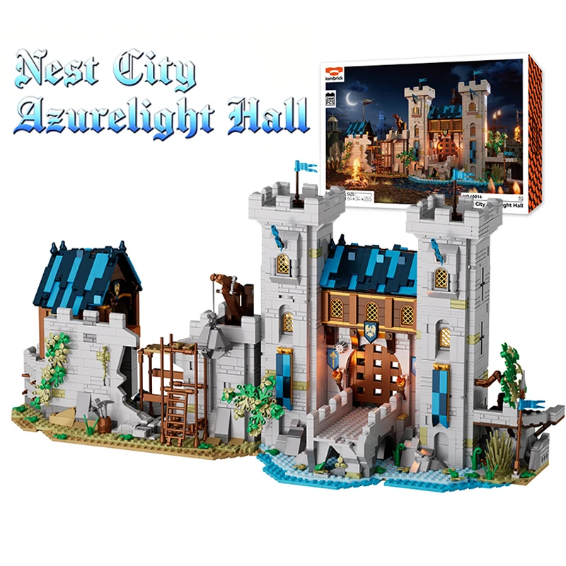 2668PCS Medieval Nest City Azurelight Hall Building Blocks Toys Foldable Fortress Bricks Model Assembly Castle Birthday Gifts