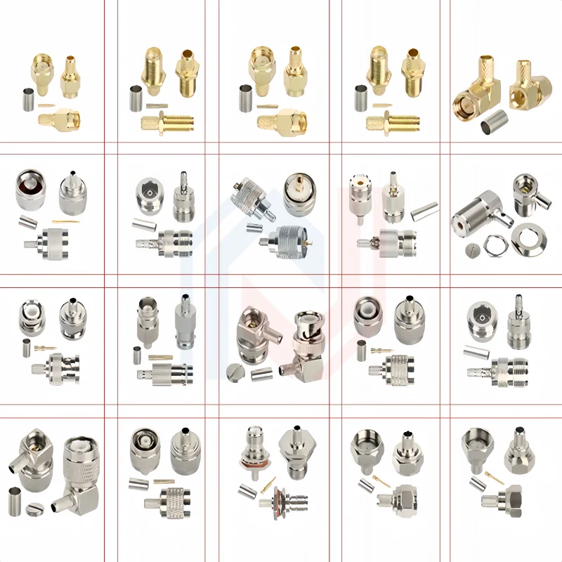 1Pcs/lot Pure copper 50-3 feeder connector crimp RG58 plug SMA/BNC/TNC/UHF/M/F/N RF connector