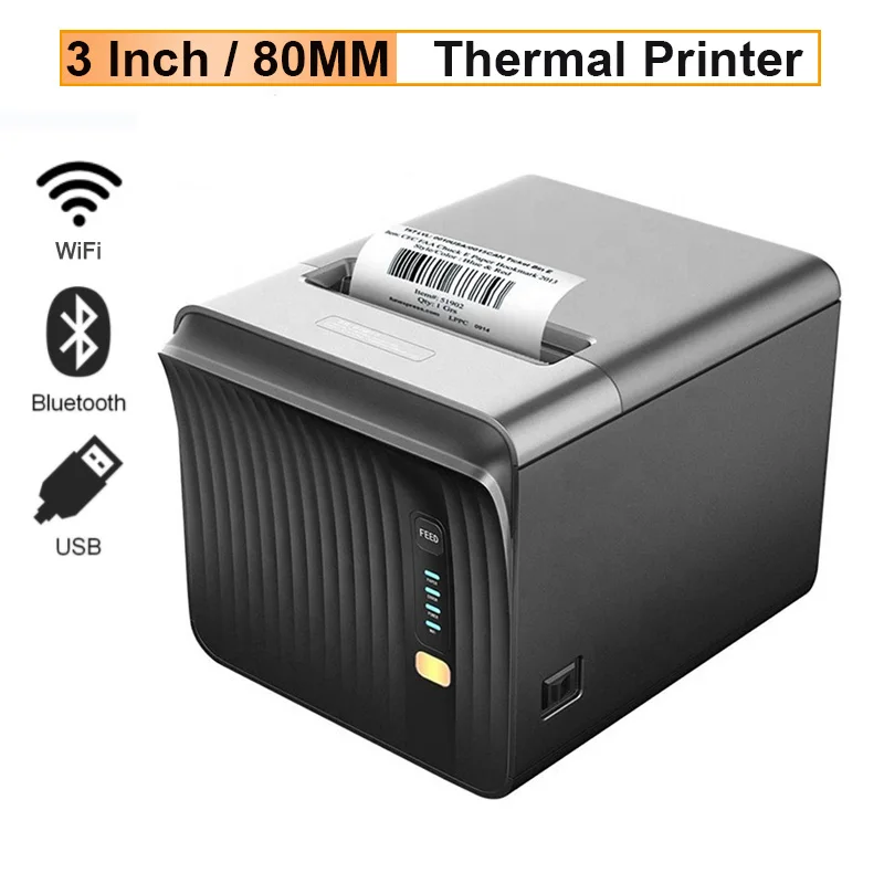 3 Inch Bluetooth Thermal Desktop Printer Barcode Printer 80mm Thermal Receipt Printer Support Thermal Order Bill Paper