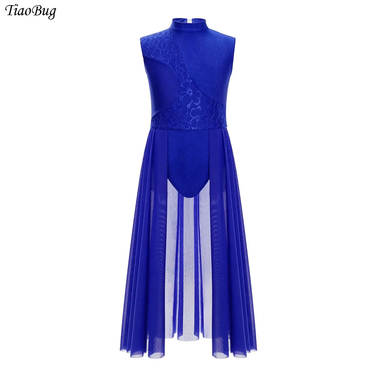 

Girls Floral Lace Patchwork Lyrical Dance Dress Sleeveless Ballet Gymnastics Figure Skating Leotard Dress Contemporary Dancewea