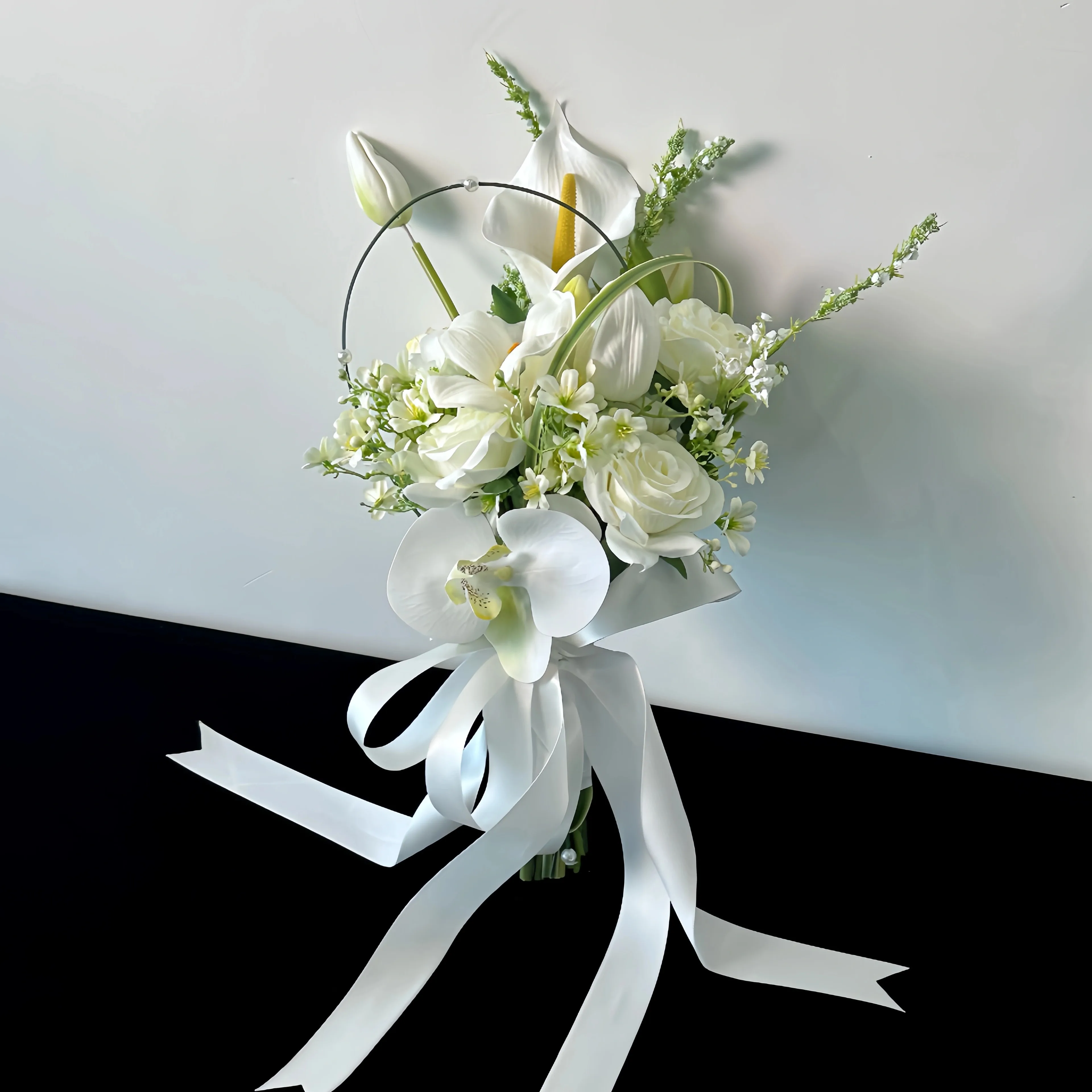 

DIY hand bouquet wedding bride kiss bouquet Korean pink calla lily simulation flower certificate flower hot waterfall shape