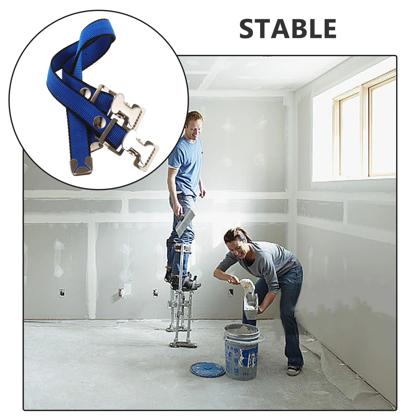 Kit cinghia per piedino regolabile da 2 pezzi, fasce per gambe per cartongesso, per cinghie di riparazione, attacco per parti di ricambio blu in gesso