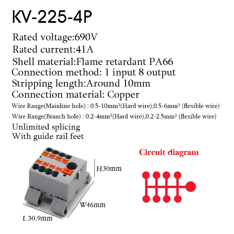 1 Stück eins in mehreren aus Klemmen block Anschluss dose Serie Kabel elektrische Steck verbinder Plug-in spleißbare Splitter Führungs schiene – Detail 12