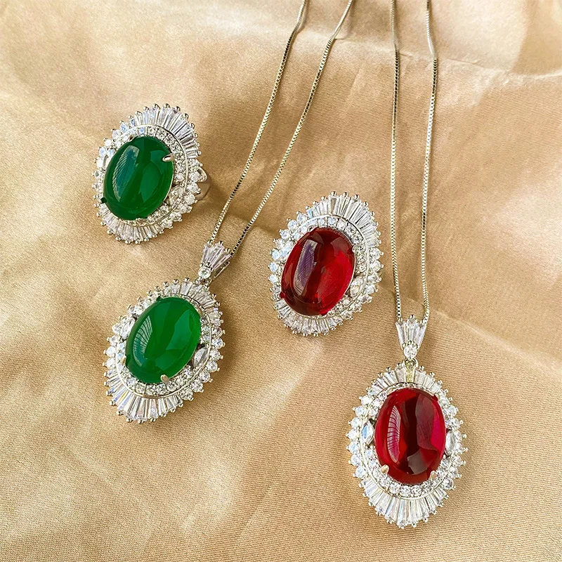 Jewelry set with gold-plated copper base, ice-like translucent finish, fluorescent effect, plain smooth surface, elegant style,