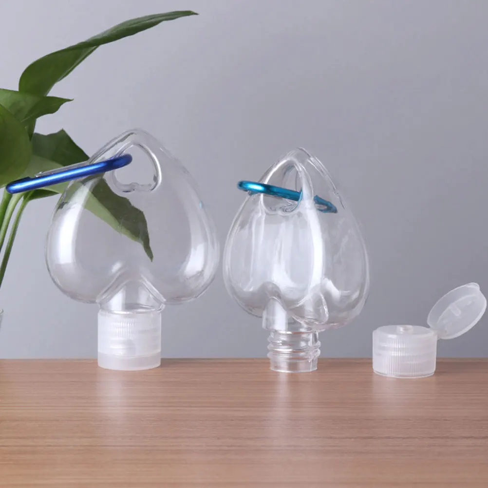 3 個のハート型スプレーボトル ポータブル 漏れ防止 詰め替え可能 トラベルボトル カラビナ付き 化粧品 香水 エッセンシャルオイル用