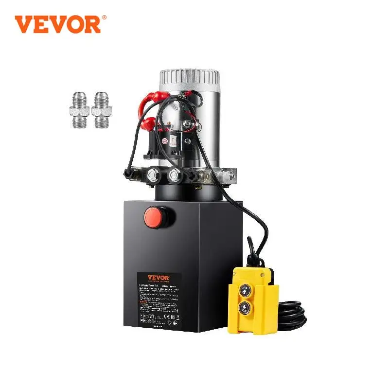 

VEVOR Hydraulic Pump 8 Quart Hydraulic Power Unit Double Acting Dump Trailer Pump 3200 PSI Max Relief Pressure Car Lifting