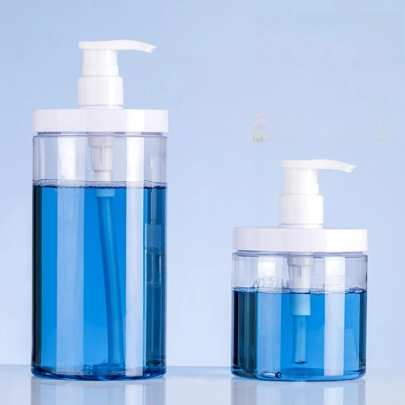 500ml/1000ml Pump Bottle Dispenser Refillable Bottles Wide Mouth Style Refillable Empty for Travel Shower Soap Storage Bottle