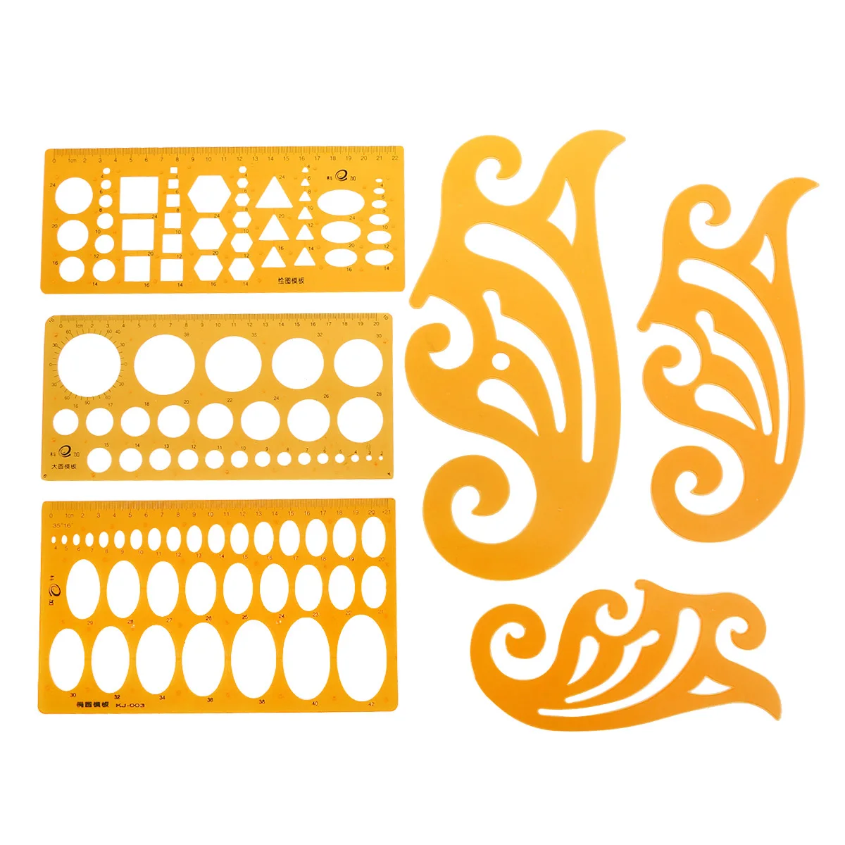 Reglas de plantilla de dibujo de diseño, juego de reglas curvas naranjas transparentes para herramienta de medición de dibujo de arquitectura, 6 uds.