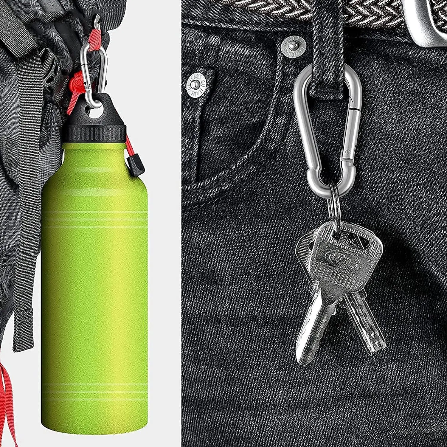 6 Stück Edelstahl-Karabinerhaken M4 M5 M6 Multifunktionale Hochleistungs-Schnellverschluss-Verbindungsringe für Camping und Wandern – Detail 11