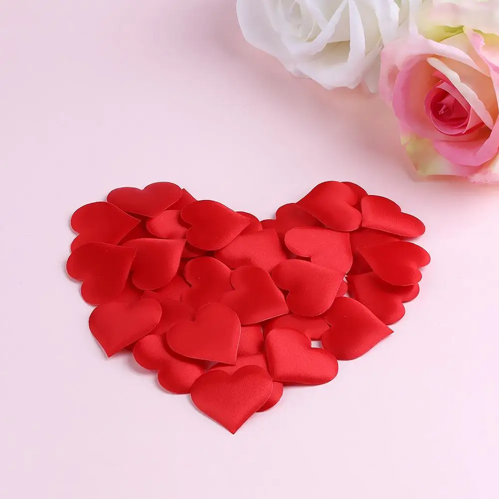 100Pcs/pack Padded Fabric Throwing Petals Love Heart Table Wedding Party Decoration DIY Craft