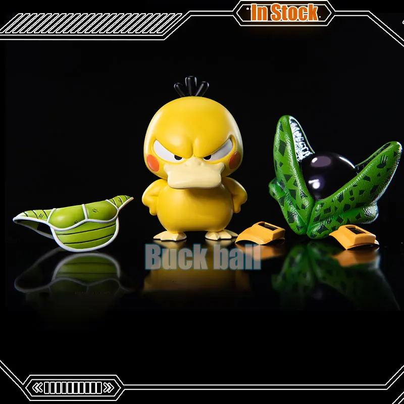 10-12cm Dragon Ball Z Cell Cosplay Psyduck Anime Figure Psyduck Cell Action Figure Toys Collection Q Version Halloween Gift Doll