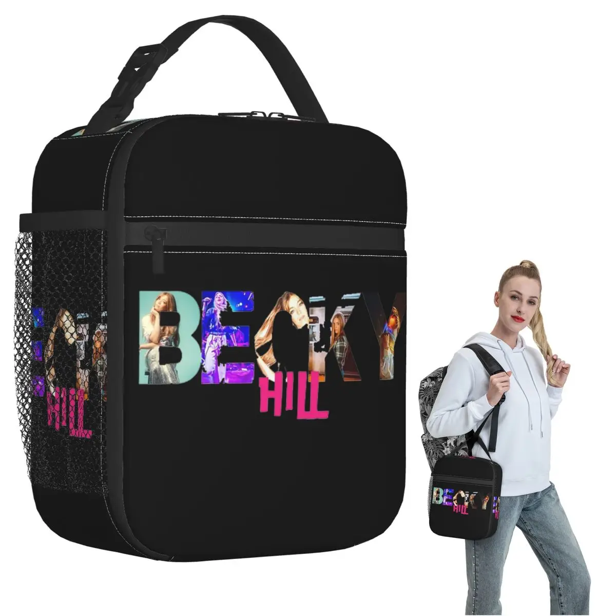 Becky Hill Classic Sticker Insulated Lunch Bag for Women Kids Portable Food Boxes Thermal Lunch Box Tote