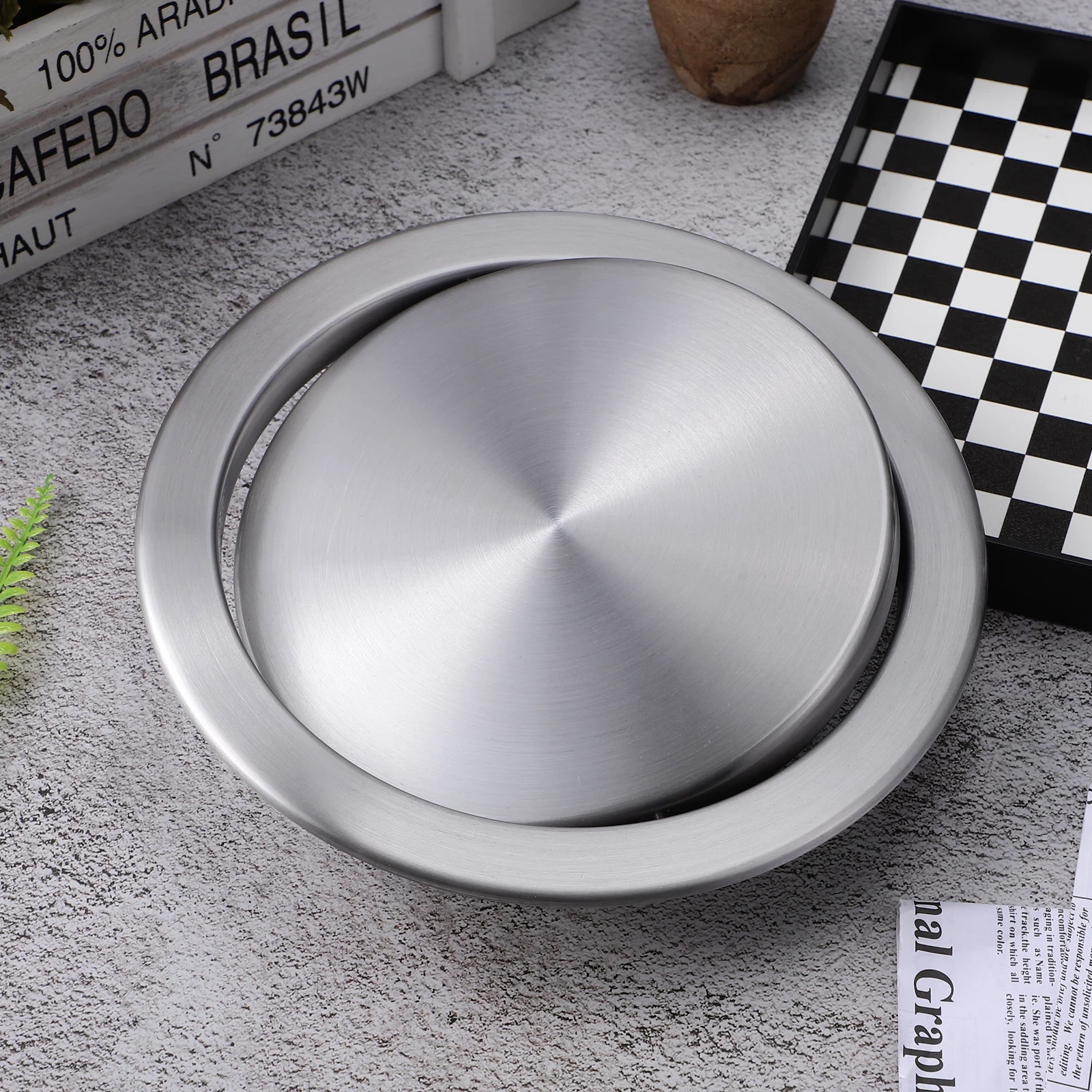 

Stainless Steel Trash Bin Cover 430 Round Small Silver Hole 18 20cm Counter Top Kitchen Bathroom Easy Clean Thickened