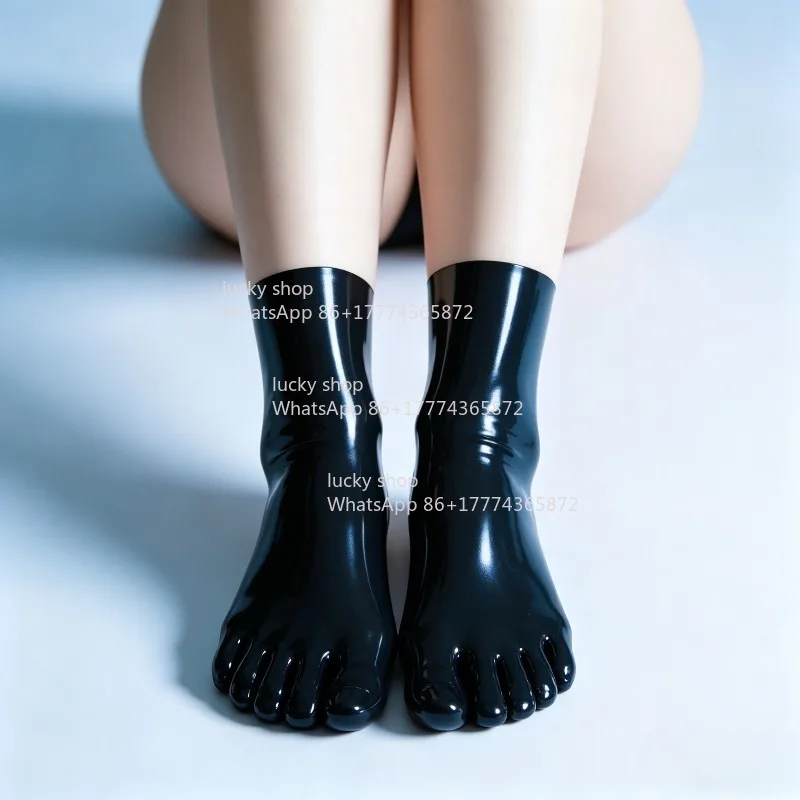 Latex Five-finger Socks Gel Coat Black Elastic Thin All-inclusive Socks Fit Latex Socks