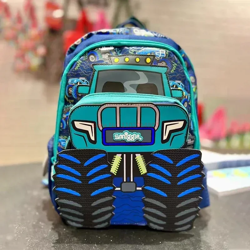 Authentic Australian Smiggle School Bag, Cute Blue Truck Bag, Medium Children's Backpack, Water Cup, Pencil Case, Holiday Gift