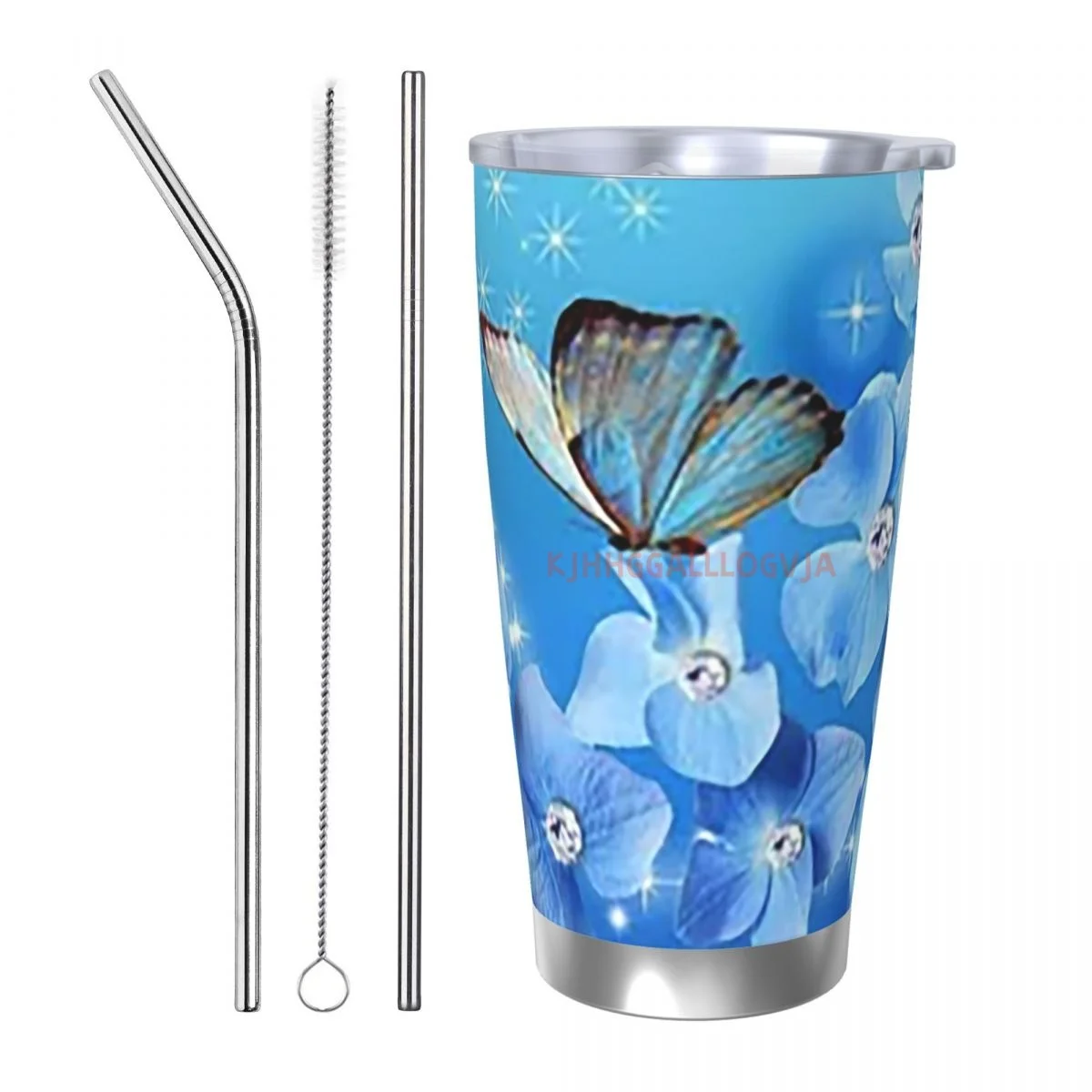 

Blue-Butterfly Insulated 20oz Stainless Steel Thermo Coffee Cup Mug with Lid Tumbler for Office Home Car Bottl