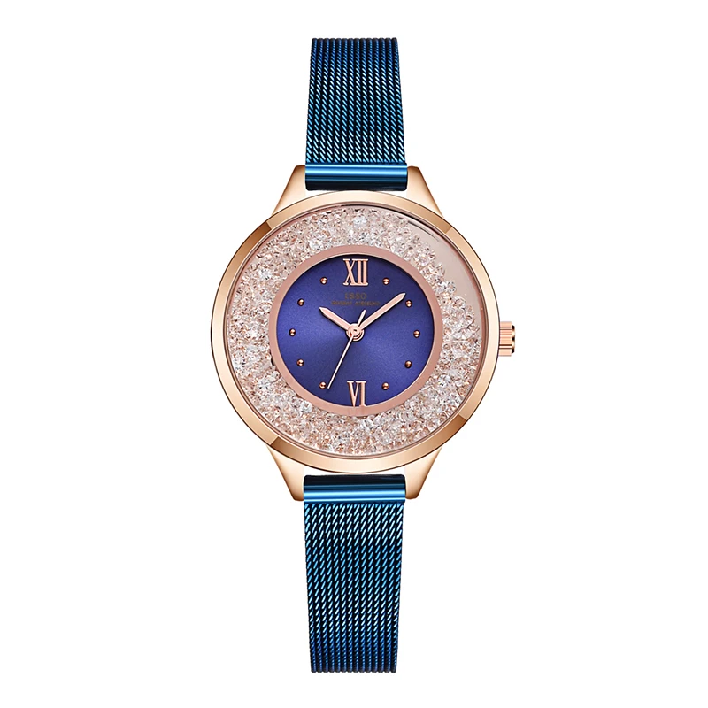 Luxury Brand Women Watch Steel Mesh Purple Waterproof Rhinestone Hand Clock Female Fashion Original Designer Wristwatch Ladies