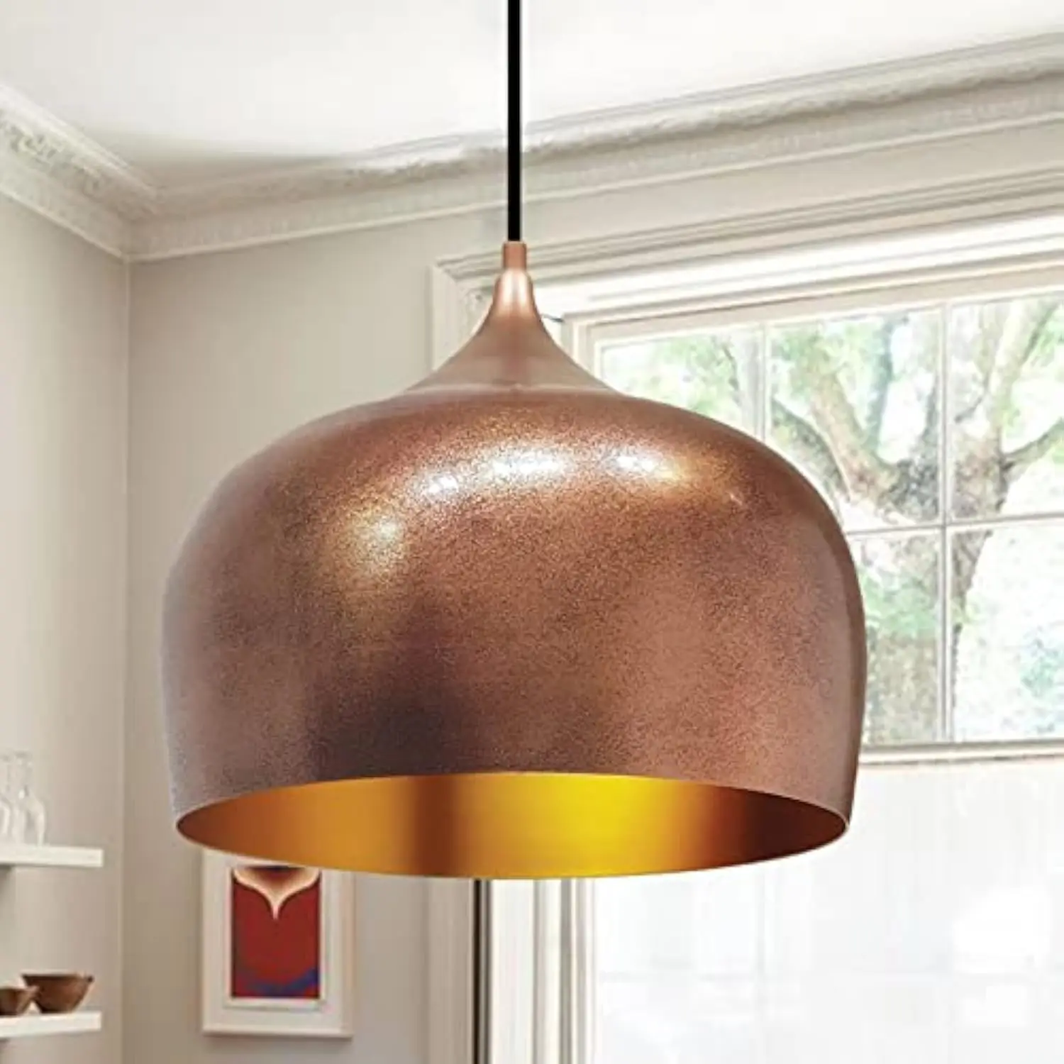 

Hanging Lamp Living Room, Circle, Kitchen Lamp Hanging Ø11,8 英寸 Metal E26 Vintage Hanging Lamp Dining Table Children's Room R