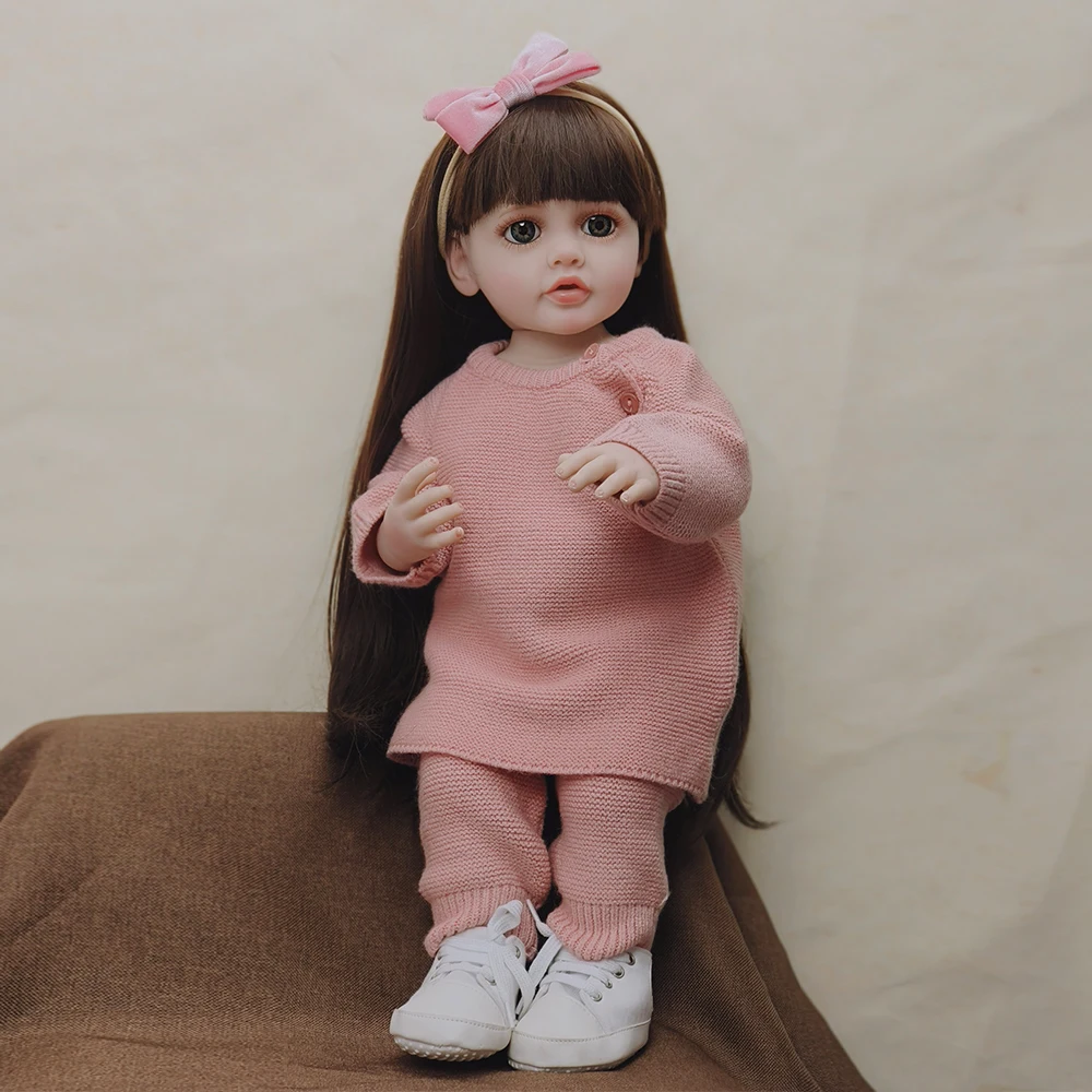 

Reborn Baby Doll 55cm Little Girl Baby Full Body Silicon For Girls Newborn Doll Toddler Fashion Cute Toy Birthday Gift