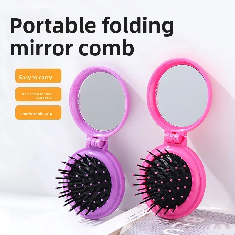 1PCS Kleine Größe Kamm mit Klapp Spiegel Reise Tragbare Massage Klapp Kamm frauen Haar Pinsel Styling Werkzeug
