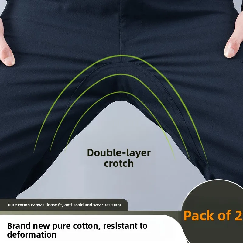 

Мужские рабочие брюки для весны и осени, устойчивые к разрывам, свободного кроя, для сварки и защиты, удобные, из полиэстера и хлопка