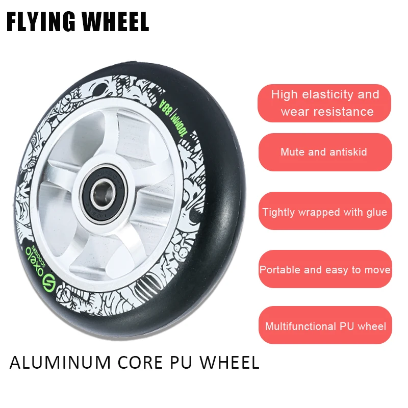 100mm 110mm PU extreme Kick scooter roller tire durable accessories wheelchair aluminum core wheel mute originalaluminum alloyal