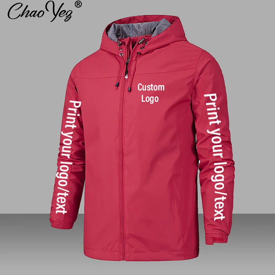 Lente Custom Logo Mannen Jas Print Merk Rits Jas Winddicht Waterdicht Jack Unisex Outdoor Jassen Sportkleding 2023