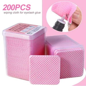 200Pcs Pink Lint-Free Nail Polish Remover Wipes UV Gel Glue Nail Polish Removal Cotton Pads for Makeup Manicure Cleaning Tools